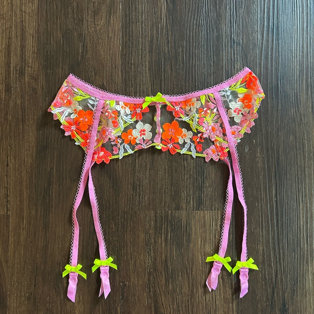 Victoria's Secret tide garter belt neon